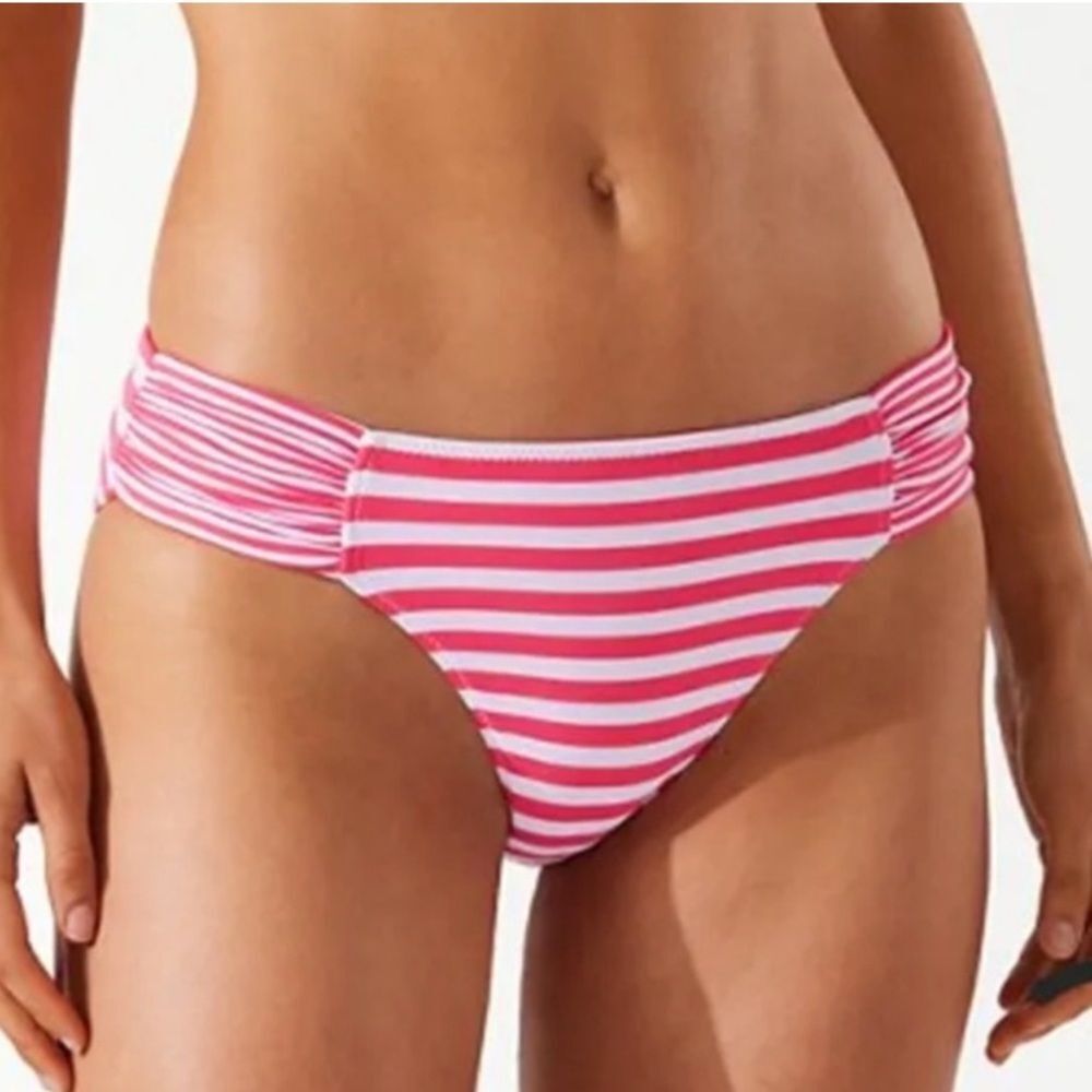 Tommy Bahama Breaker Bay Stripe Reversible Side-Shirred Hipster Coral Coast